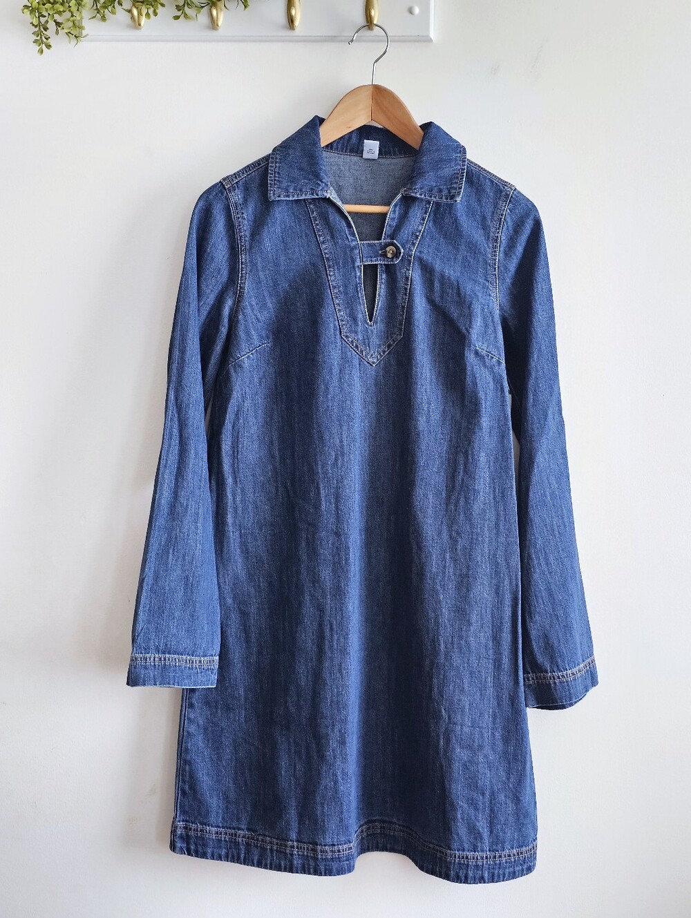 Old Navy Denim Mini Dress Women S Tall Blue Cotton Long Sleeve NWT